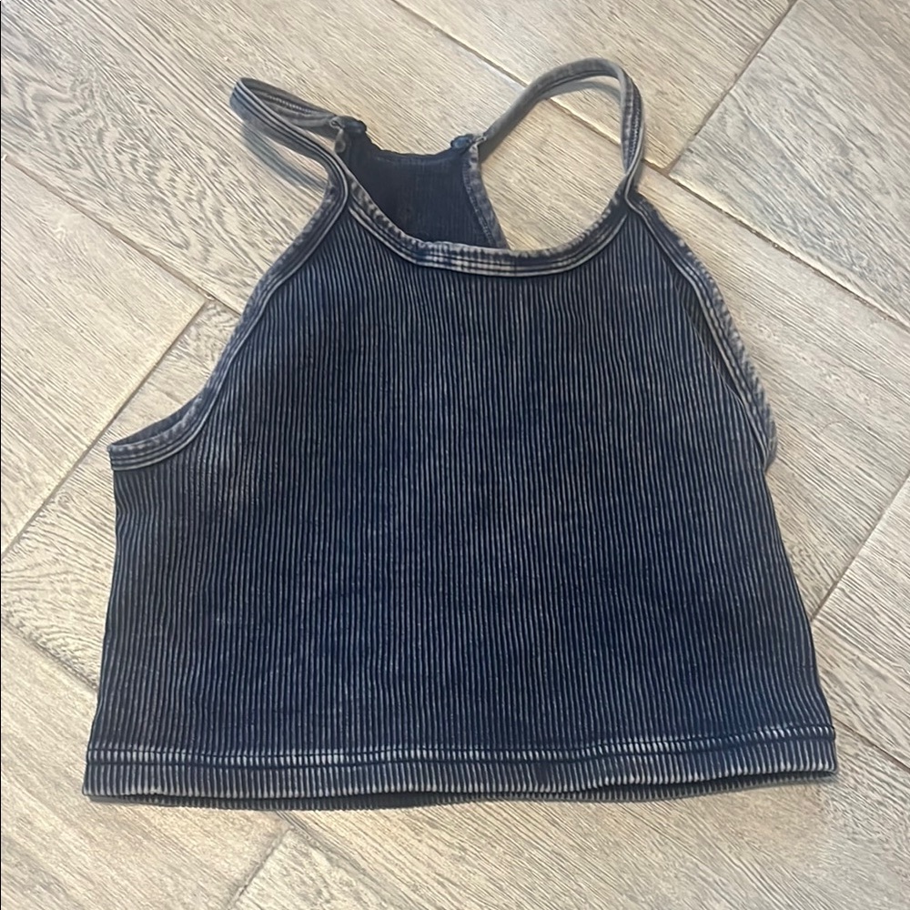 Women's Black Ribbed cropped Tank Top